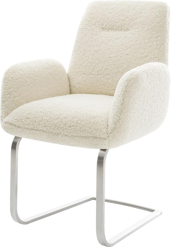 Freischwinger Zoa-Flex Teddystoff Beige Freischwinger flach Edelstahl Taschenfederkern Bild 1