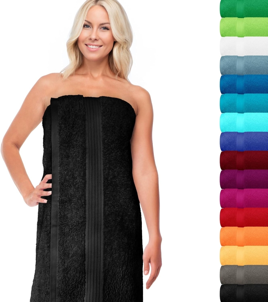 Lashuma Saunatuch Linz, Frottee (1-St), Saugstarkes Badetuch schwarz 70x200 cm Bild 1