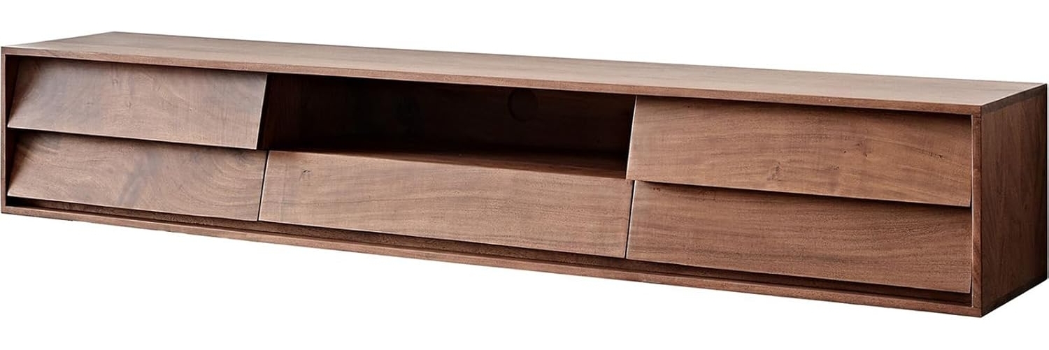 Lowboard Eloi 200x35 cm Akazie Braun 2 Türen 1 Schublade schwebend Bild 1