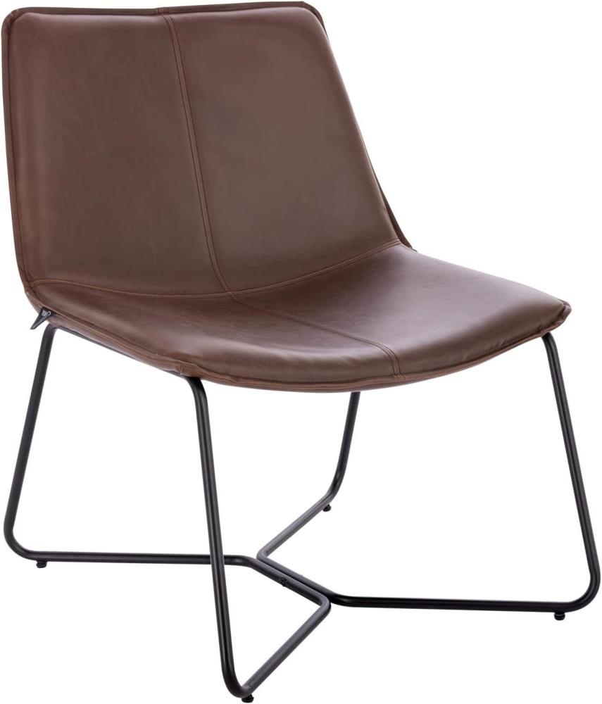 SVITA RON Loungesessel Cocktailsessel Clubsessel ohne Armlehnen Metall-Gestell Leder-Optik Braun Bild 1