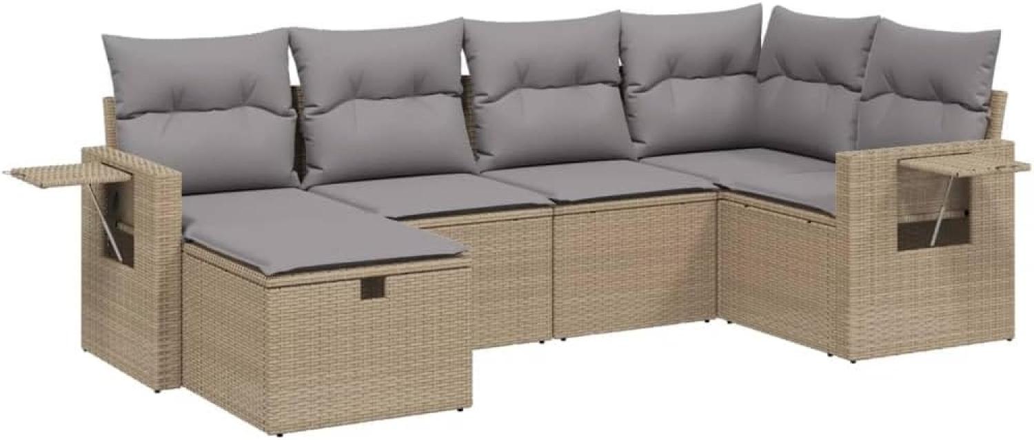 vidaXL 6-tlg. Garten-Sofagarnitur mit Kissen Beige Poly Rattan 3263795 Bild 1