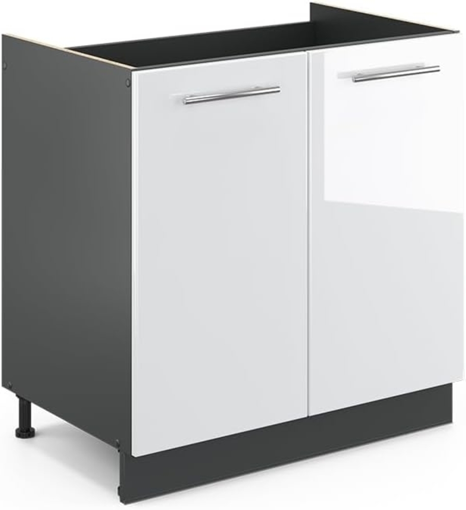 Vicco Spülenunterschrank 80 cm Küchenschrank Hängeschrank Küchenzeile Fame-Line (Weiß Hochglanz) Bild 1