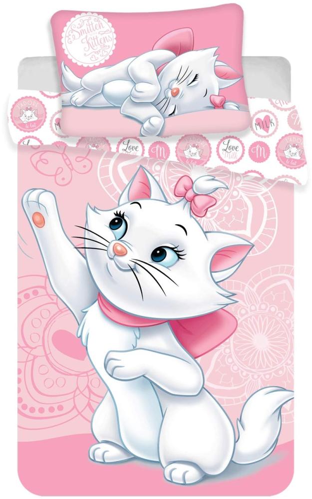 Bettwäsche Disney Cat Marie Baby 100x135 cm rosa/weiß Bild 1