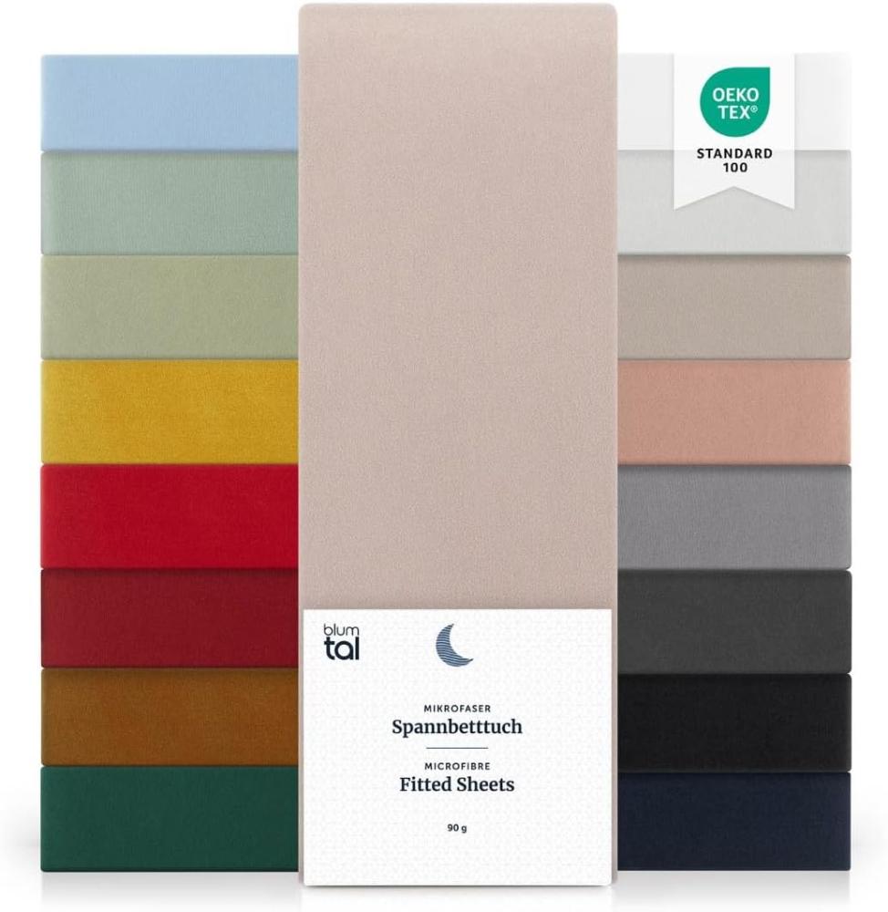 Blumtal® Spannbettlaken 90x200cm 2er Pack - Spannbettlaken Microfaser - Oekotext zertifizierte Bettlaken 90x200cm 2er Set - Spannbetttuch 90x200 cm - Bettbezug 90x200cm/Leintuch 90x200cm Laken - Taupe Bild 1