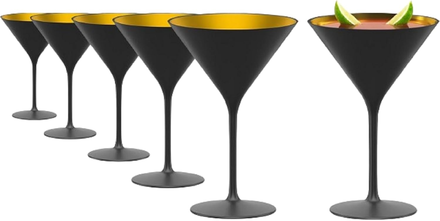 Stölzle Lausitz ELEMENTS Cocktailschale Schwarz-Gold 6er Set - A Bild 1