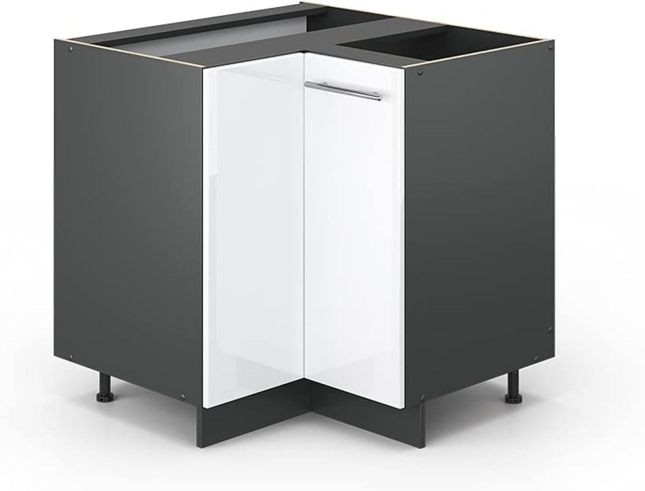 Vicco Eckunterschrank 87 cm Küchenschrank Hängeschrank Küchenzeile Fame-Line (Weiß Hochglanz) Bild 1