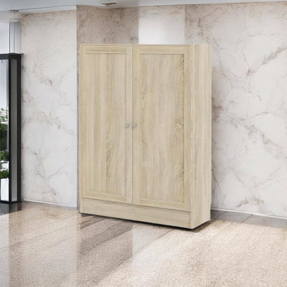 Dmora - Bücherregal Ambre, Büroregal, Mobiler Buchhalter, Bücherbrett, 79x28 h107 cm, Eiche Bild 1