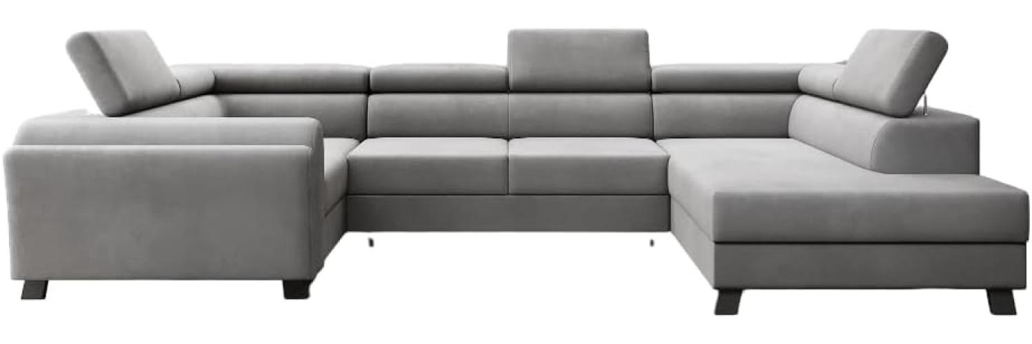 Designer Sofa Emilio mit Schlaf- und Klappfunktion Samt Grau Rechts Bild 1