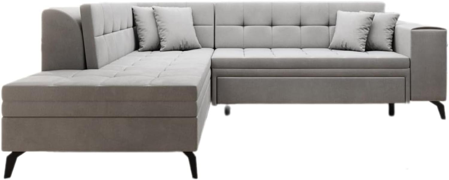 Designer Sofa Lania mit Schlaffunktion Samt Hellgrau Links Bild 1