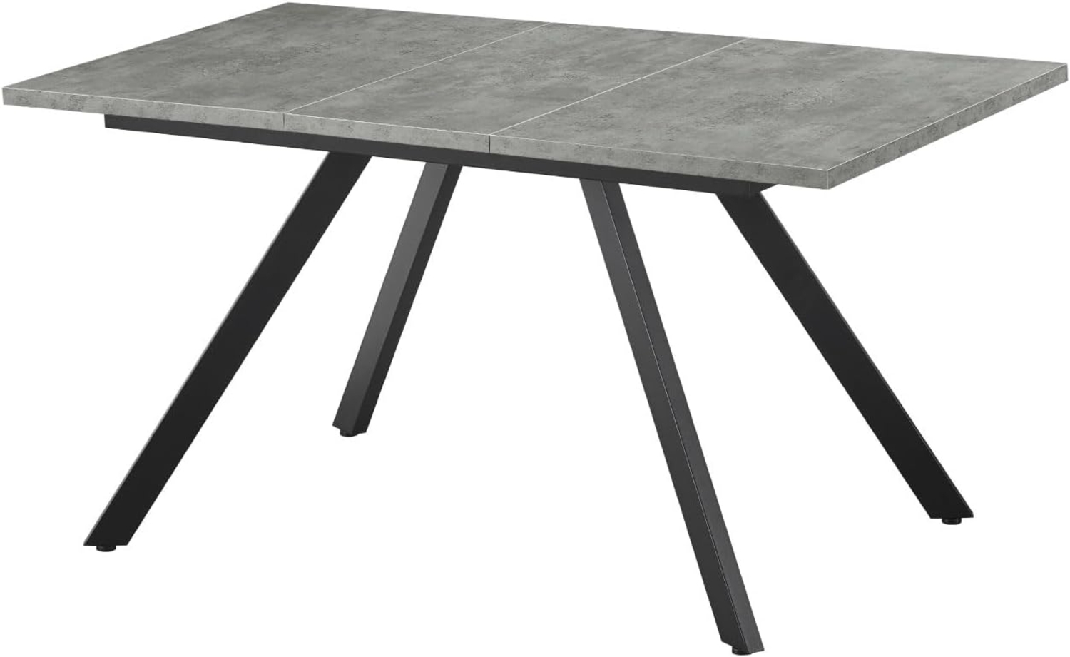 B&D home Esstisch ausziehbar, Metallgestell schwarz, Esszimmermöbel modern, für 4-6 Personen, Küchentisch, Esszimmertisch, für Esszimmer, Küche, Beton Optik, 120-160x80 cm, 11202-FS-BETO Bild 1