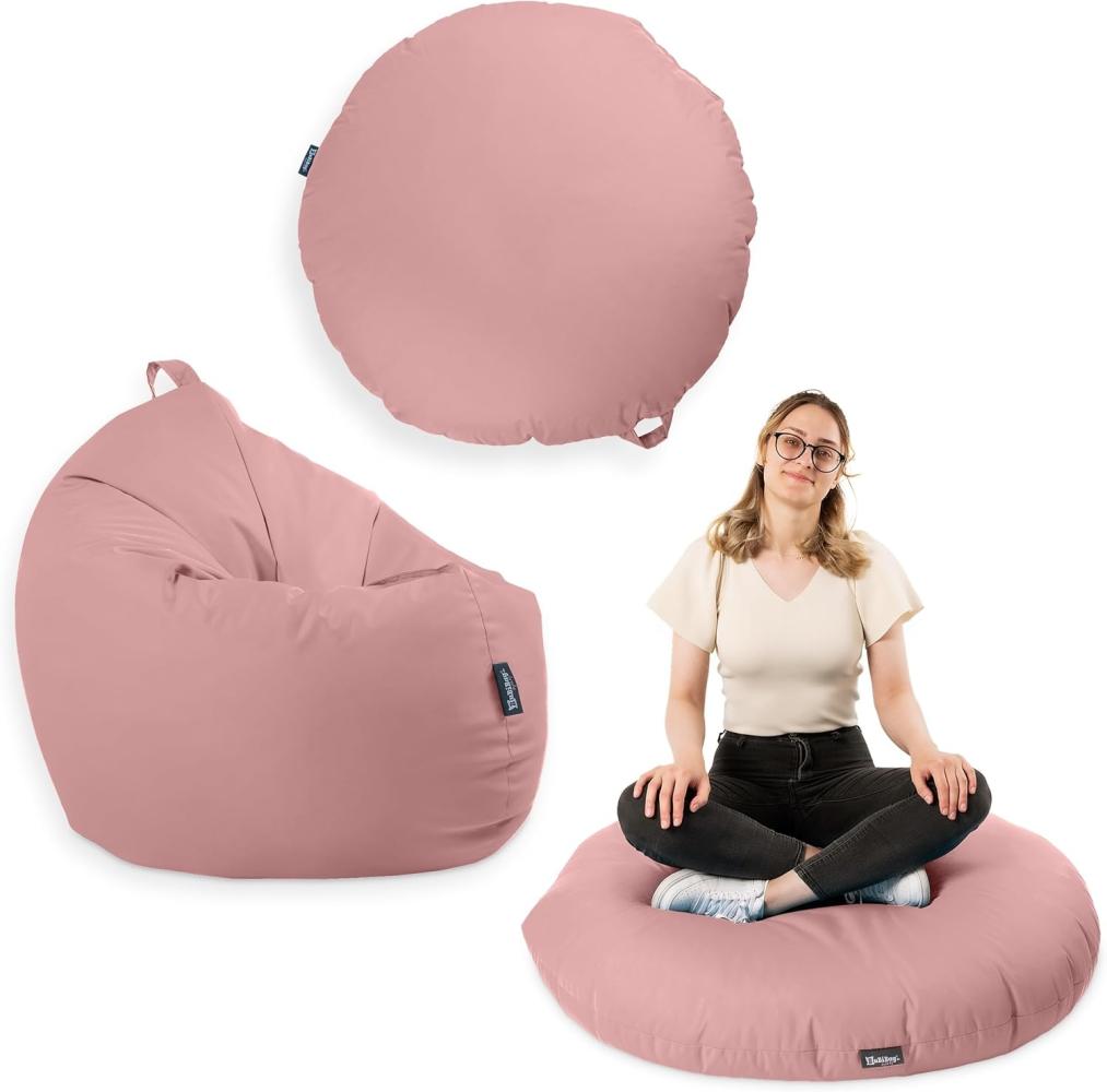 BuBiBag - 2in1 Sitzsack Bodenkissen - Outdoor Sitzsäcke Indoor Beanbag, Puderflieder, Ø 125,0 cm Bild 1