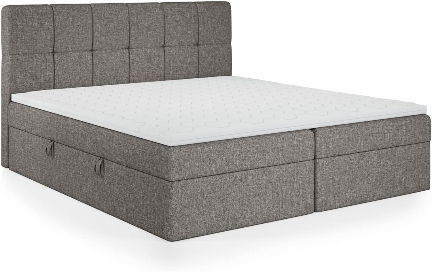 FEDVE Boxspringbett 160x200 Dunkelgrau – Mokpo – Praktisches Bett mit Bettkasten – Gemütlich Kopfteil Bett mit Matratze für Viele Jahr - Stabiles Doppelbett mit Stauraum zum Schlafzimmer Bild 1