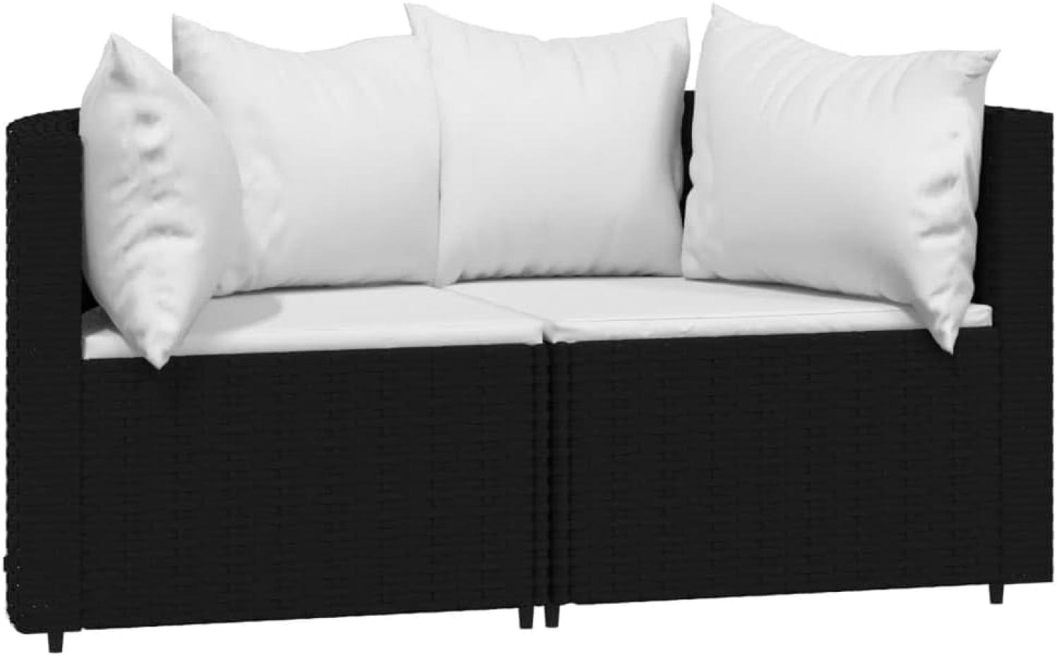 vidaXL Garten-Ecksofas mit Kissen 2 Stk. Schwarz Poly Rattan 319742 Bild 1