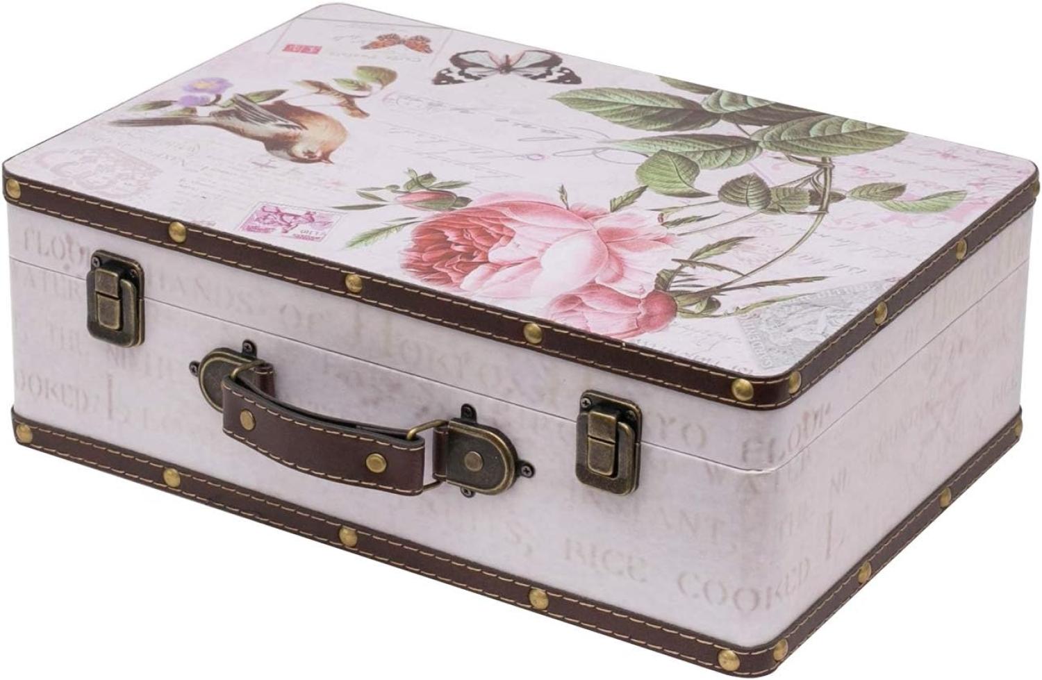 HMF Aufbewahrungsbox Handgefertigter Vintage Koffer aus Holz, Deko Koffer (1 St), Geschenkkoffer im Rosen Design, 38 x 26 x 13 cm Bild 1