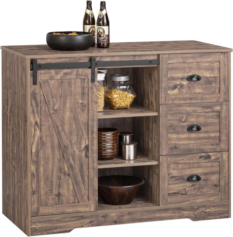 SoBuy Küchenbuffet KNL08 Kücheninsel Kommode Küchenschrank Sideboard Bartisch Buffet Braun Bild 1