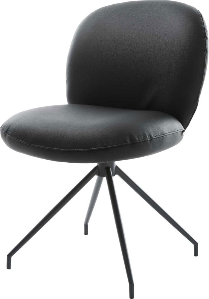 Drehstuhl Nube-Flex Echt-Leder Schwarz Kreuzgestell konisch Schwarz 180° drehbar Taschenfederkern Bild 1