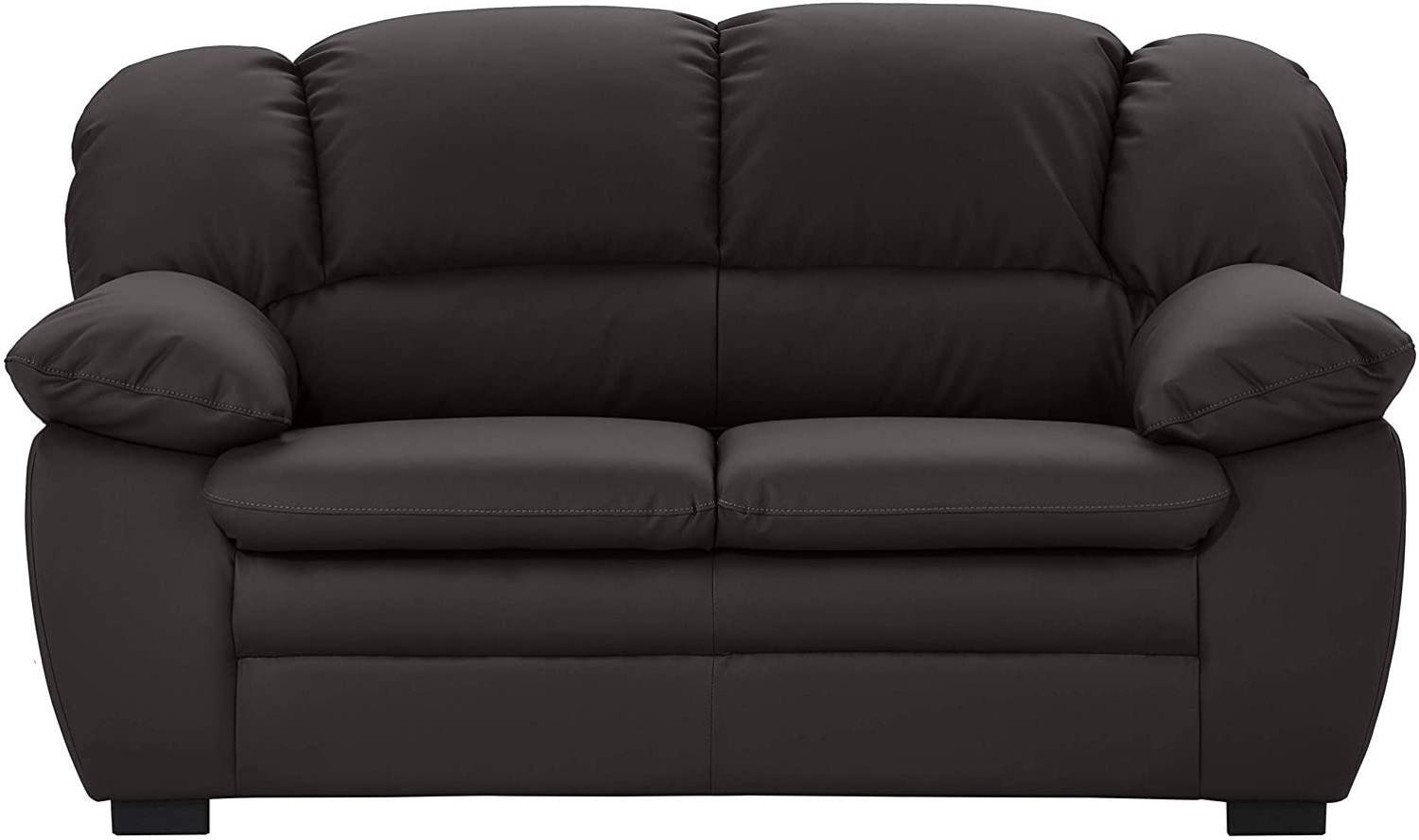 Mivano 2-Sitzer Sofa Casino, Bequeme Ledercouch mit moderner Kontrastnaht, 159 x 88 x 92, Kunstleder Grau Bild 1