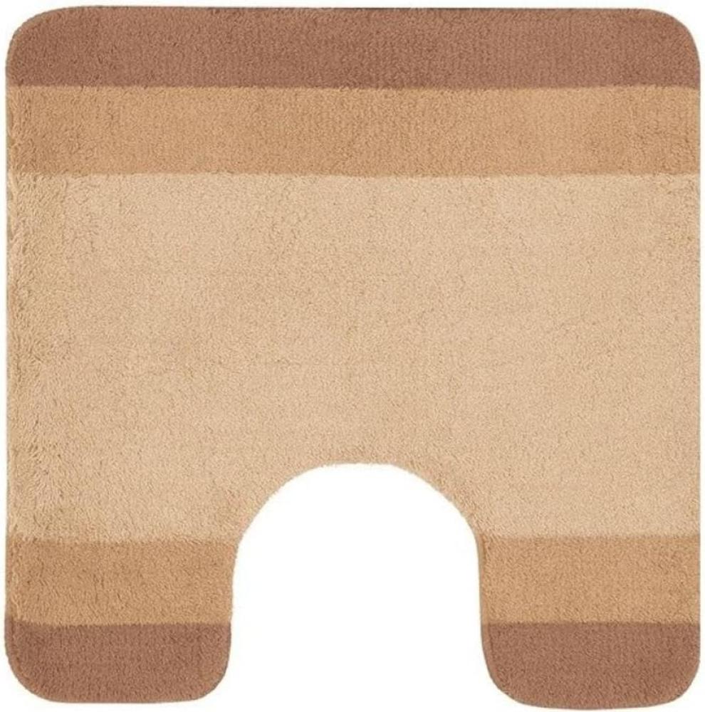 spirella Badematte | kuscheliger Hochflor | Rutschfester Badvorleger | viele Größen | waschbar 40° | 55x55 cm mit WC Ausschnitt | Bahama Beige Bild 1