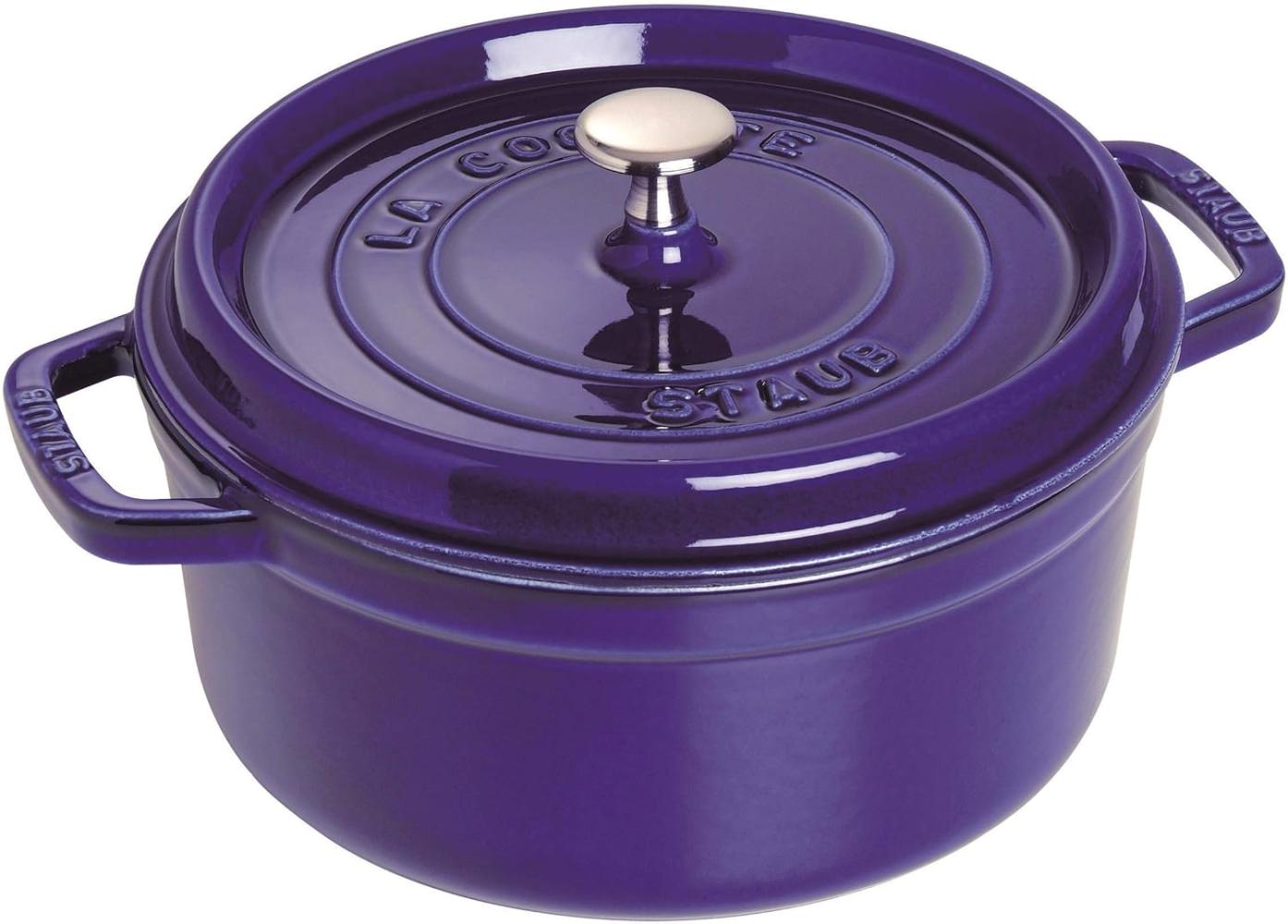 Staub 1102491 Cocotte-casserole, lid 24 cm, 3,8 L, suitable for induction, with Matt Black enamel on the inside of the pot round, Dunkelblau Bild 1