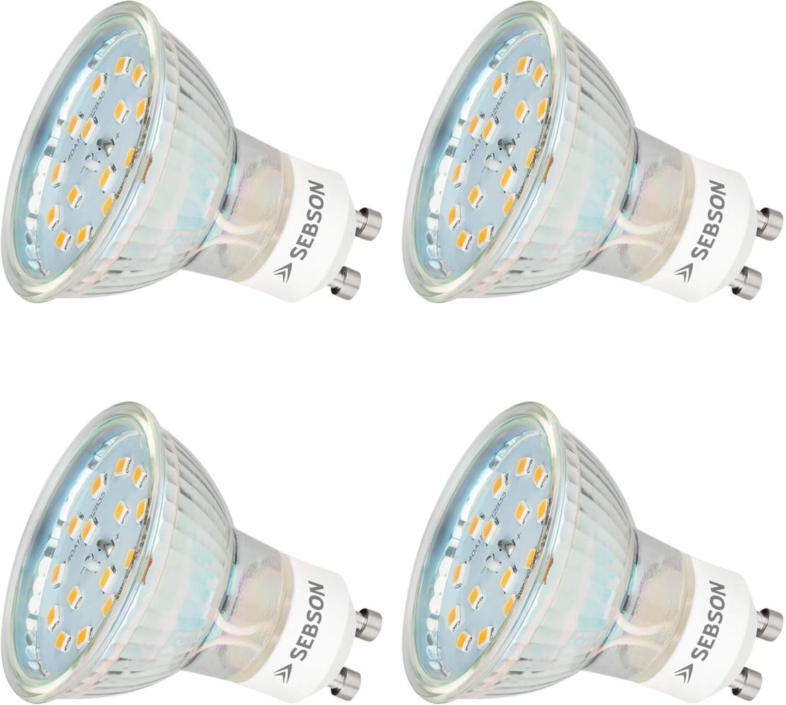 SEBSON LED-Leuchtmittel LED Lampe GU10 5W warmweiß 3000k 420lm 230V Leuchtmittel - 4er Pack Bild 1