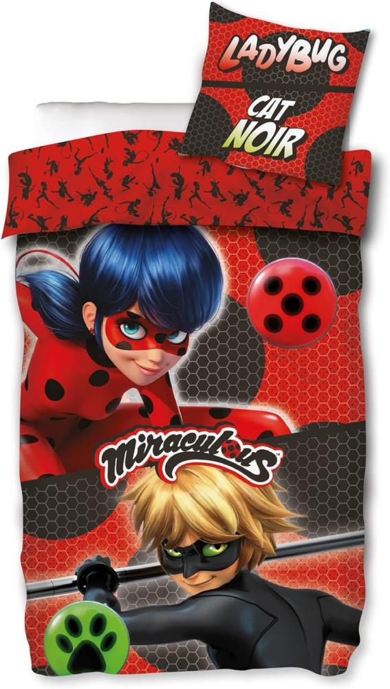 BERONAGE Kinderbettwäsche Miraculous Ladybug Duo Bettwäsche Linon / Renforcé, 100% Baumwolle, 2 teilig, 135x200 + 80x80 cm Bild 1