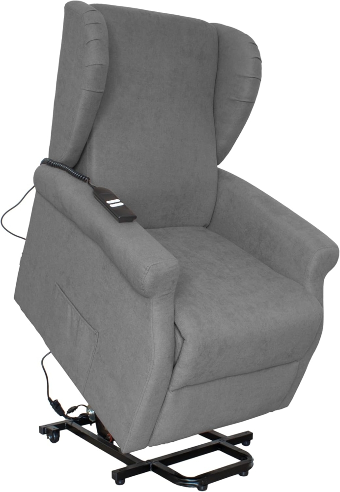 GARDENIA Lara Relaxsessel mit Verstellbarer Rückenlehne, elektrisch, 2 Motoren, Legierter Stahl Holz Stahllegierung Stoff, grau, 72 x 92 x 103 Bild 1