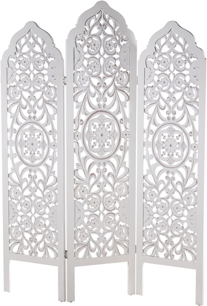 DRW Paravent mit 3 Paneelen aus mitteldichter Holzfaserplatte, weiß decape 135 x 2 x 184 cm Bild 1