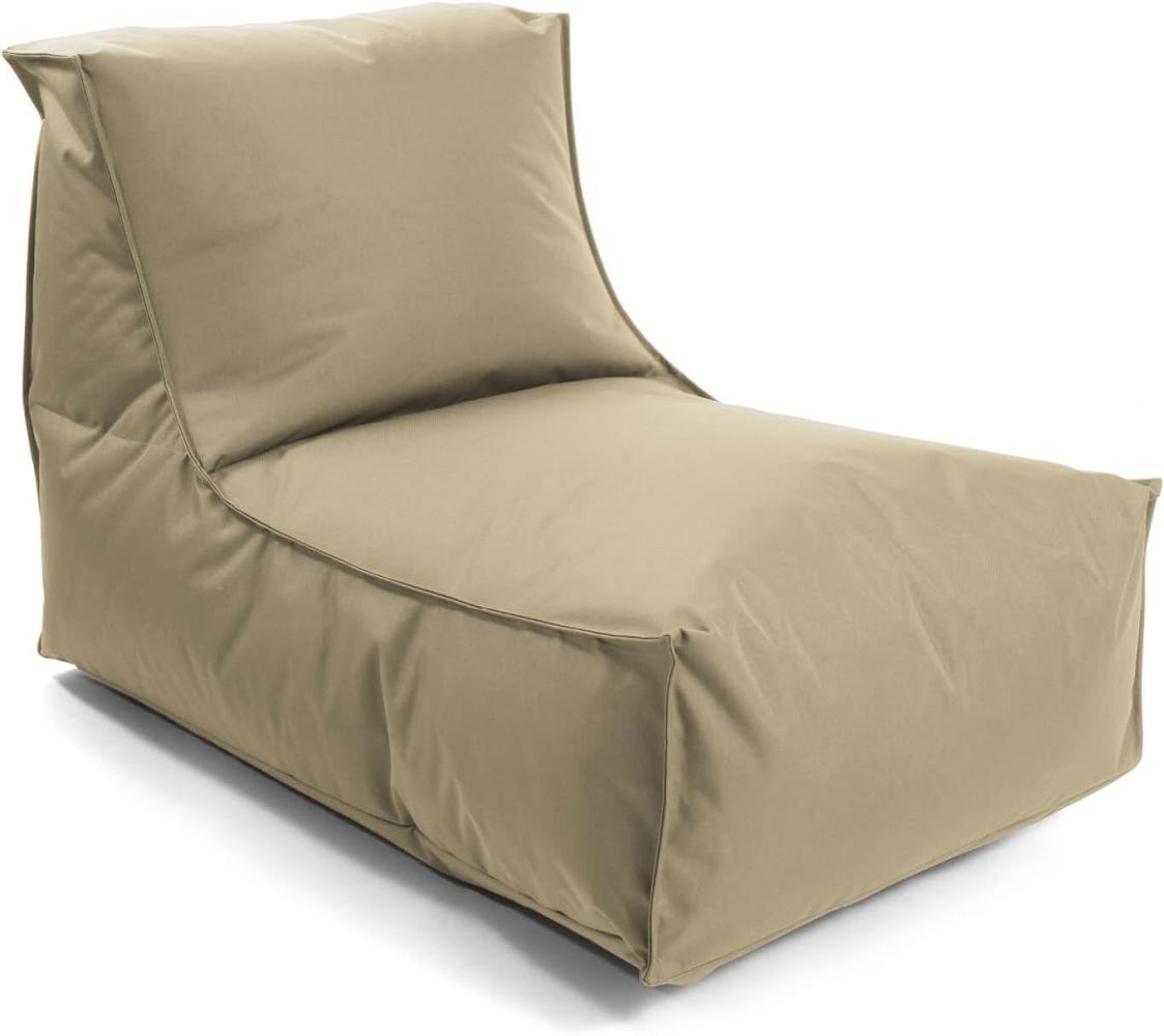 mokebo® Outdoor Sitzsack für Balkon & Garten 'Der Sundowner', Bean Bag mit EPS-Perlen Füllung, Relaxliege o. Sonnenliege, Made in Germany | Beige Bild 1