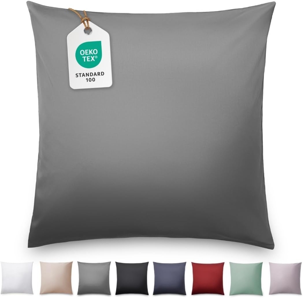 Blumtal Kissenbezüge Premium Mako Satin Kissenbezug, superweich aus 100% Baumwolle, (1 Stück), OEKO-TEX zertifiziert – Glanzoptik & farblich passender Reißverschluss Bild 1