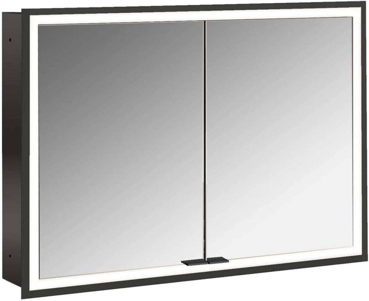 Emco asis prime Lichtspiegelschrank, Unterputzmodell, 2 Türen, mit Lichtpaket, 1000mm, Ausführung: Gehäuse schwarz - Rückwand verspiegelt - 949713393 Bild 1