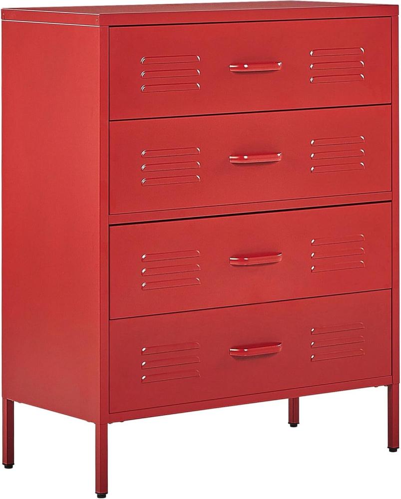 'Enago' Kommode mit 4 Schubladen, 102 x 40 x 80 cm, Rot Bild 1