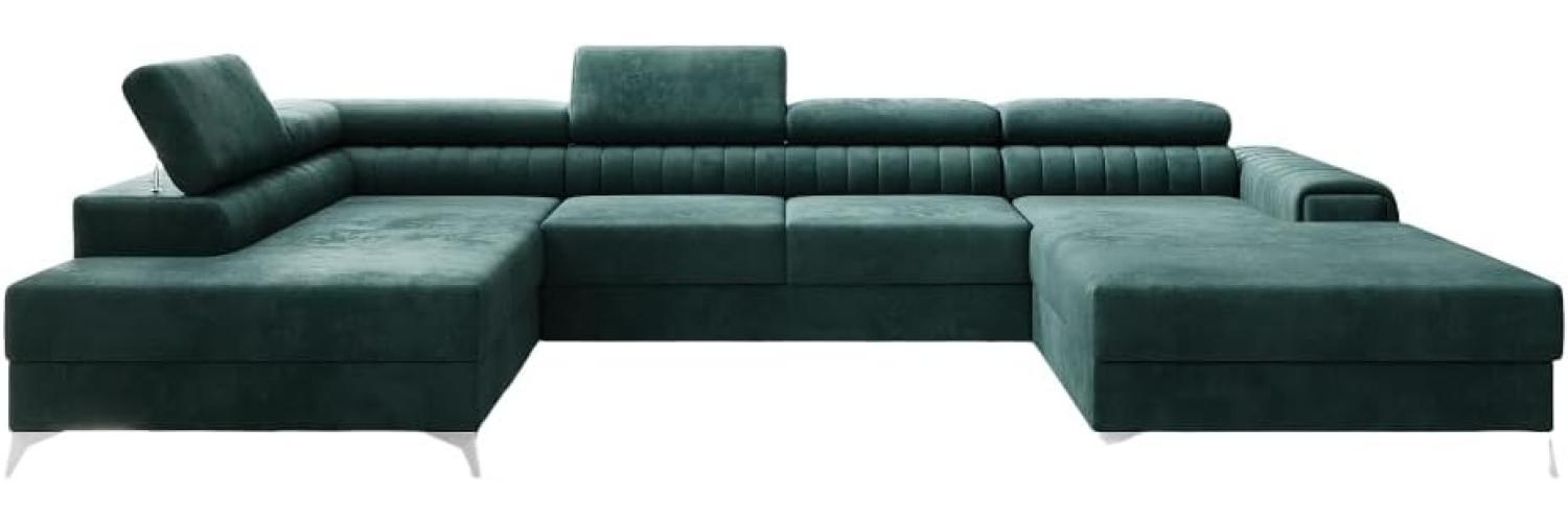 Designer Sofa Collina mit Schlaf- und Klappfunktion Samt Grün Links Bild 1