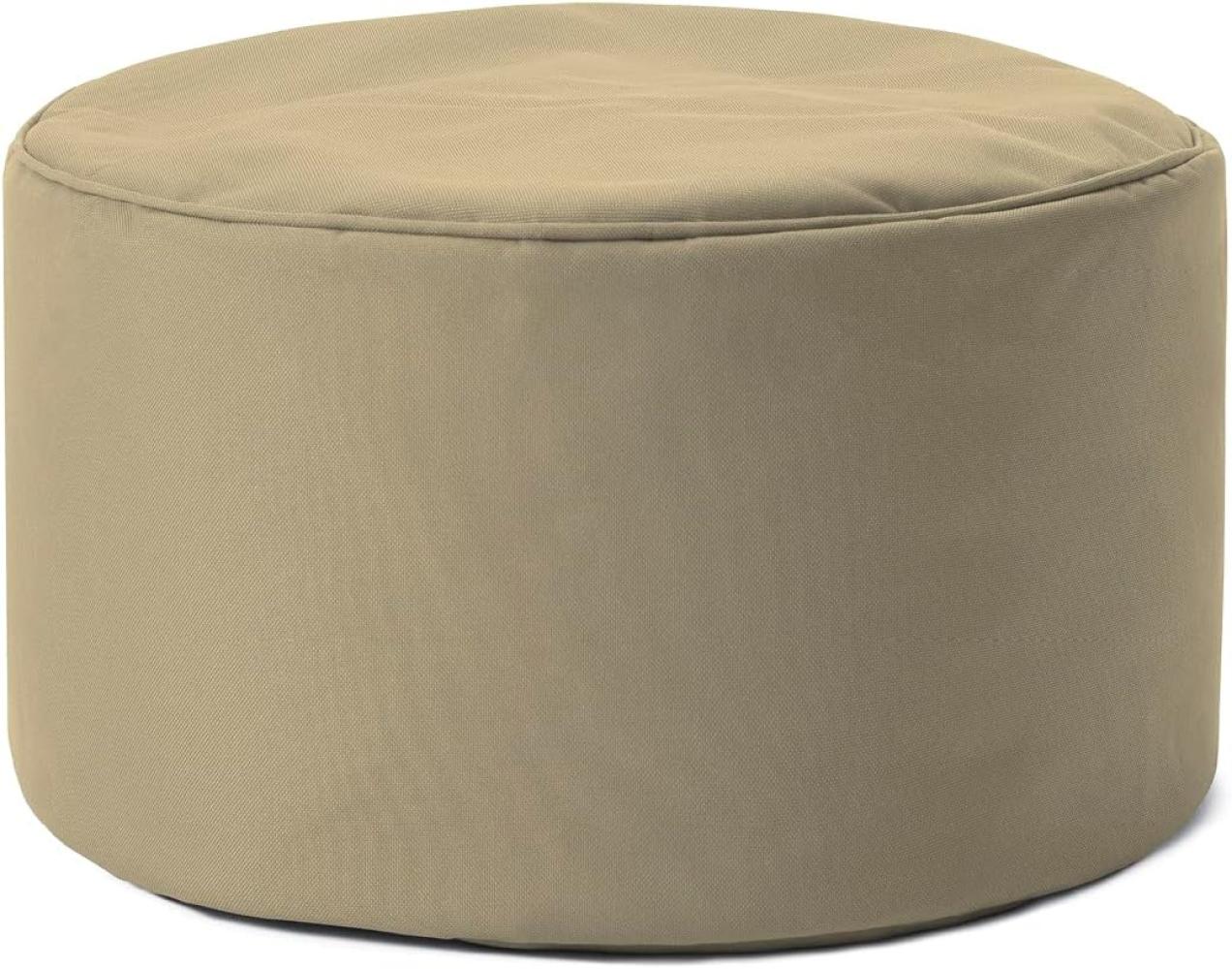 Lumaland Indoor Outdoor Sitzhocker 25 x 45 cm - Runder Sitzpouf, Sitzsack Bodenkissen, Sitzkissen, Bean Bag Pouf - Wasserabweisend - Pflegeleicht - ideal für Kinder und Erwachsene - Beige Bild 1