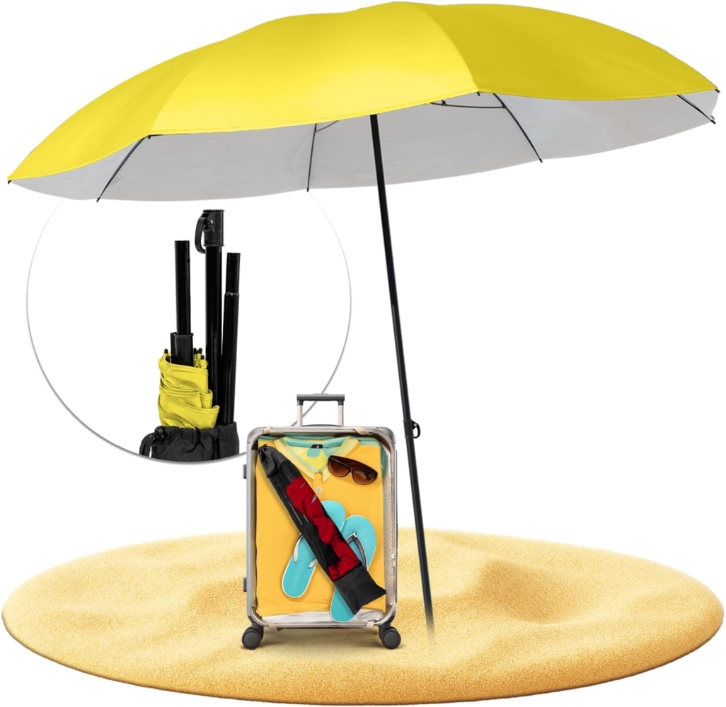 Styngard Sonnenschirm Reise Sonnenschirm Nizza, LxB: 180,00x155,00 cm, mit UV Schutz 50+ - Strandschirm Sonnenschirm Strand mit Abspannleinen Bild 1