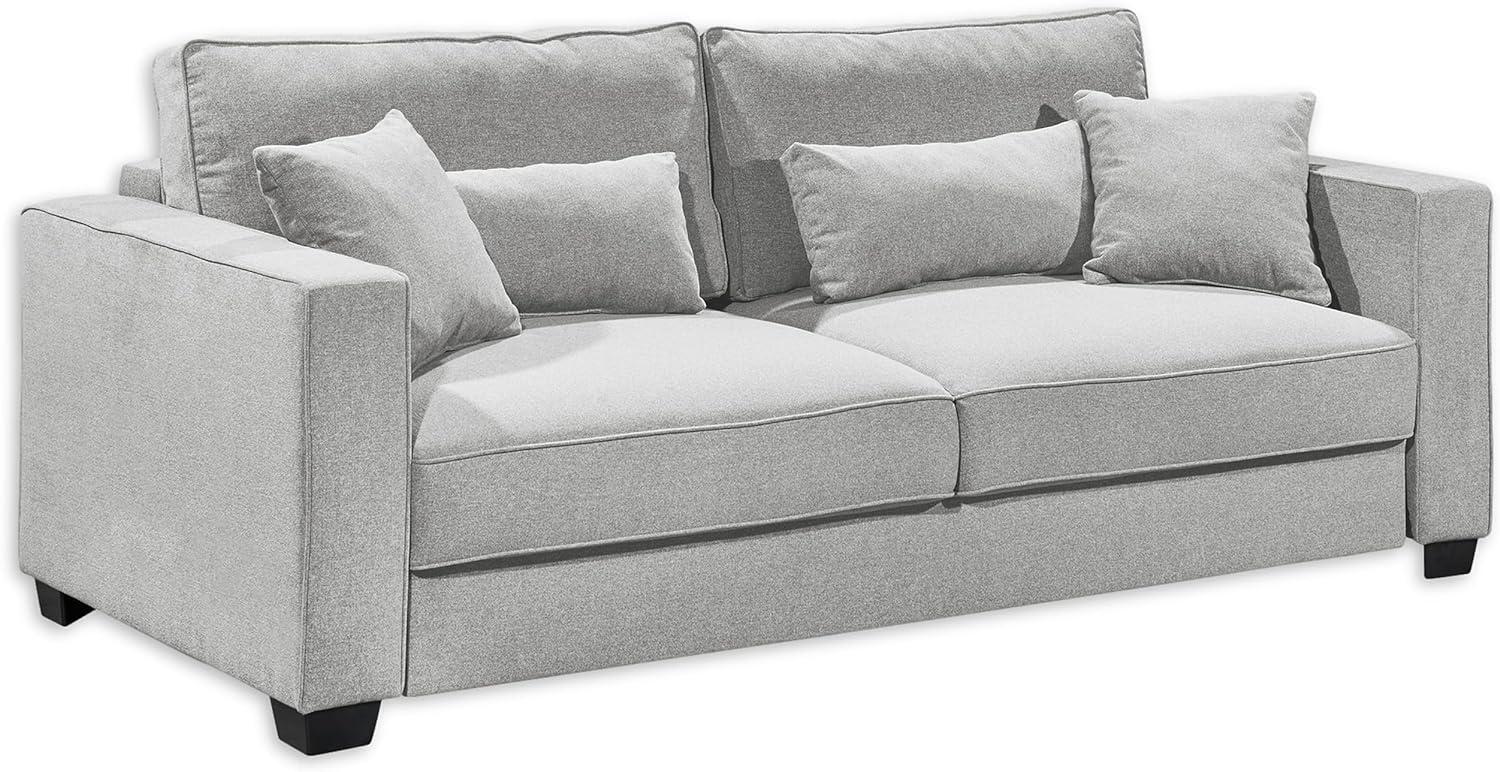 Stella Trading MELVIN Bequemes Schlafsofa mit Bettkasten, Stoffbezug Silber - Ausziehbares Sofa mit Schlaffunktion - 232 x 92 x 115 cm (B/H/T) Bild 1