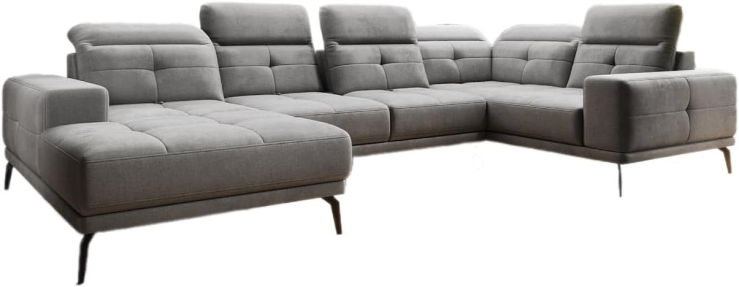 Designer Sofa Nerio mit verstellbarer Kopf- und Rückenlehne Samt Grau Links Bild 1