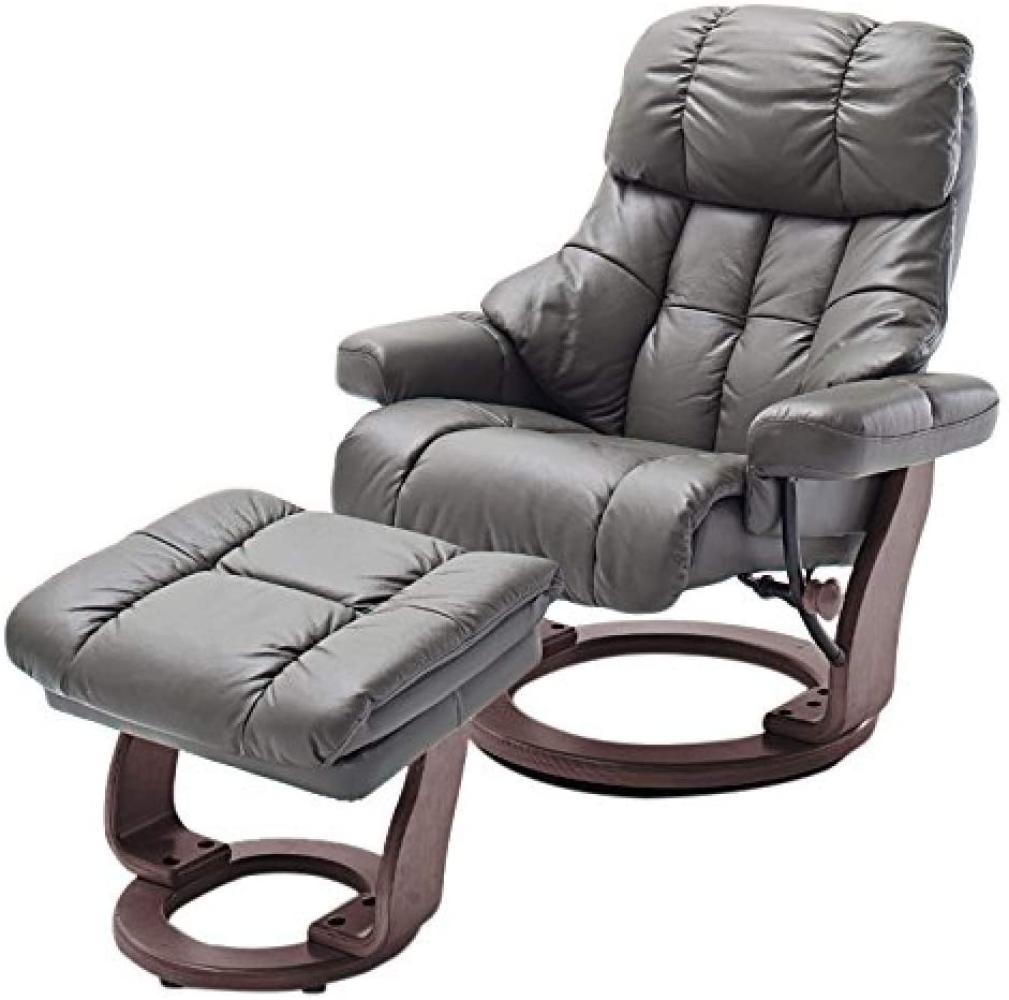 Relaxsessel Calgary XXL schlamm Leder mit Hocker/ Walnuss Bild 1