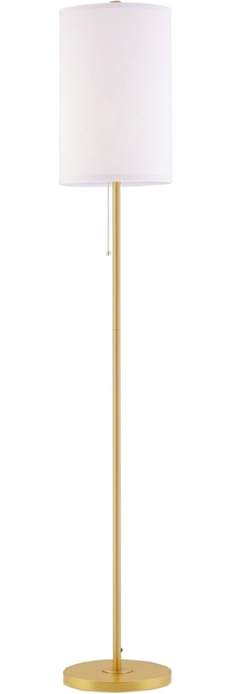 HOMCOM Stehlampe Wohnzimmer Stehleuchte mit Leinen Lampenschirm, Zugkettenschalter, Ein-,Ausschalter, ohne Leuchtmittel, mit Stahlständer, E27 Fassung Standlampe für Schlafzimmer, Cremeweiß Bild 1
