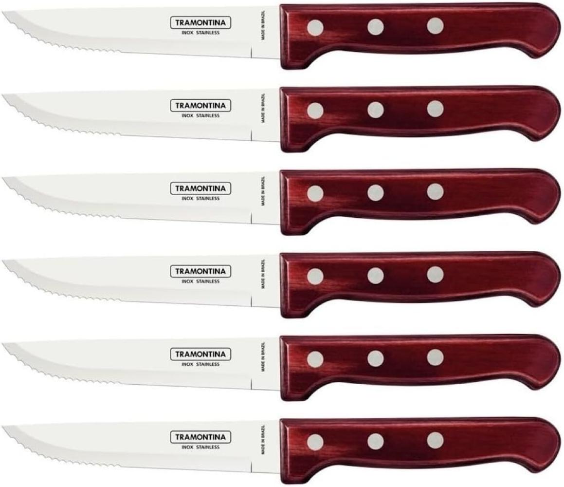 Tramontina Steakmesser ''Gaucho'' Edelstahl Holzgriff rot Set 6-teilig Bild 1