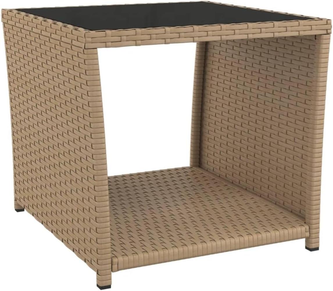 vidaXL Beistelltisch mit Glasplatte Beige Poly Rattan & Hartglas 319561 Bild 1