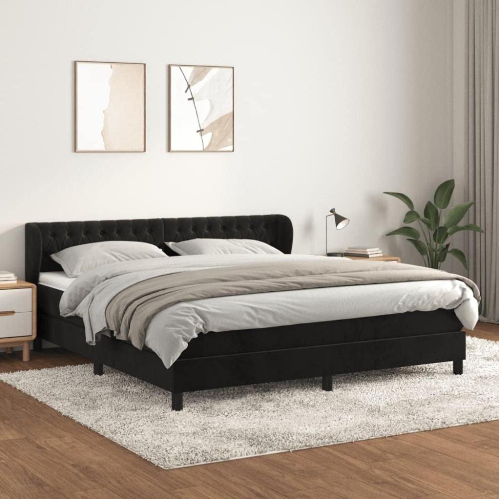 vidaXL Boxspringbett mit Matratze Schwarz 180x200 cm Samt 3127687 Bild 1