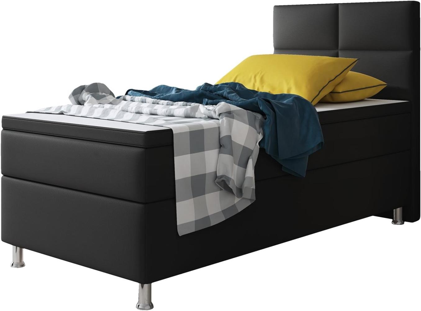 Boxspringbett Miami 90x200 cm Kunstleder schwarz Bild 1