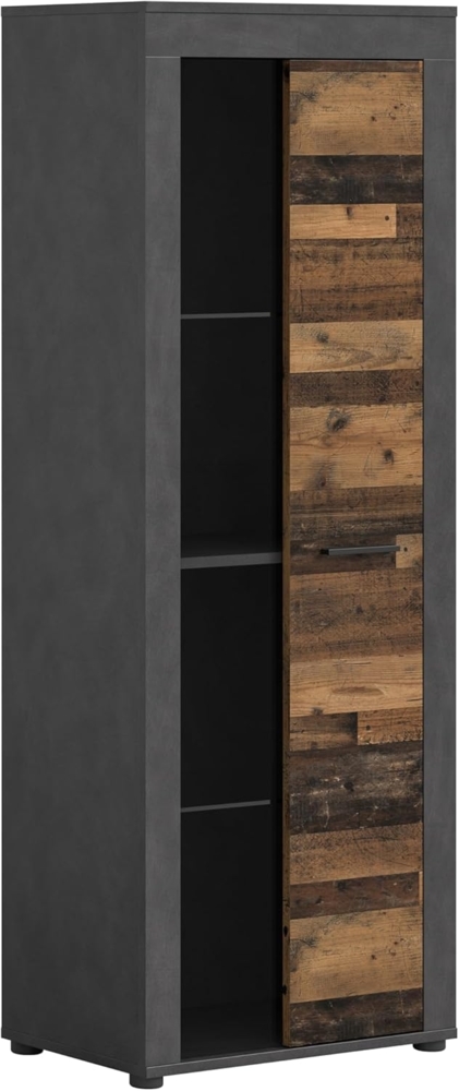 xonox. home Wohnen Jam X8BB4T10 Vitrine Glasvitrine Dekoschrank Glas-Kommode in Old Wood/Matera Nachbildung, ca. B/H/T: 60 x 159 x 35 cm Bild 1