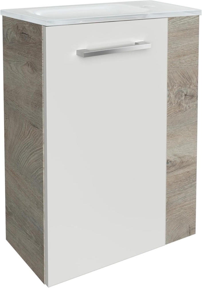 Fackelmann SBC STANFORD Gäste WC Set 2-teilig 45 cm, Braun hell/Weiß, links, Glas Weiß Bild 1