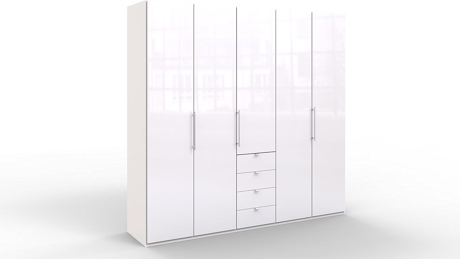 WIEMANN Loft Kleiderschrank, Schlafzimmerschrank, Gleittürenschrank, Drehtürenschrank, mit Schubladen, Glas, weiß, B/H/T 250 x 236 x 58 cm Bild 1