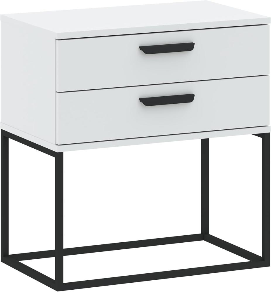 Oggi Casa Moderna Nachttisch Cyria 2 Schubladen Metallgestell Weiß Schwarz 16 mm laminataufbau Einfacher Aufbau Designer Nachtschrank Bild 1