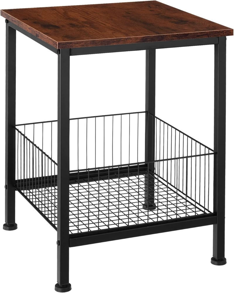 tectake Beistelltisch Couchtisch Grimsby 40x40x55,5cm (1-St, 1 tlg), Stilvoller Beistelltisch mit Ablage und Gitterkorb im Factory Look Bild 1