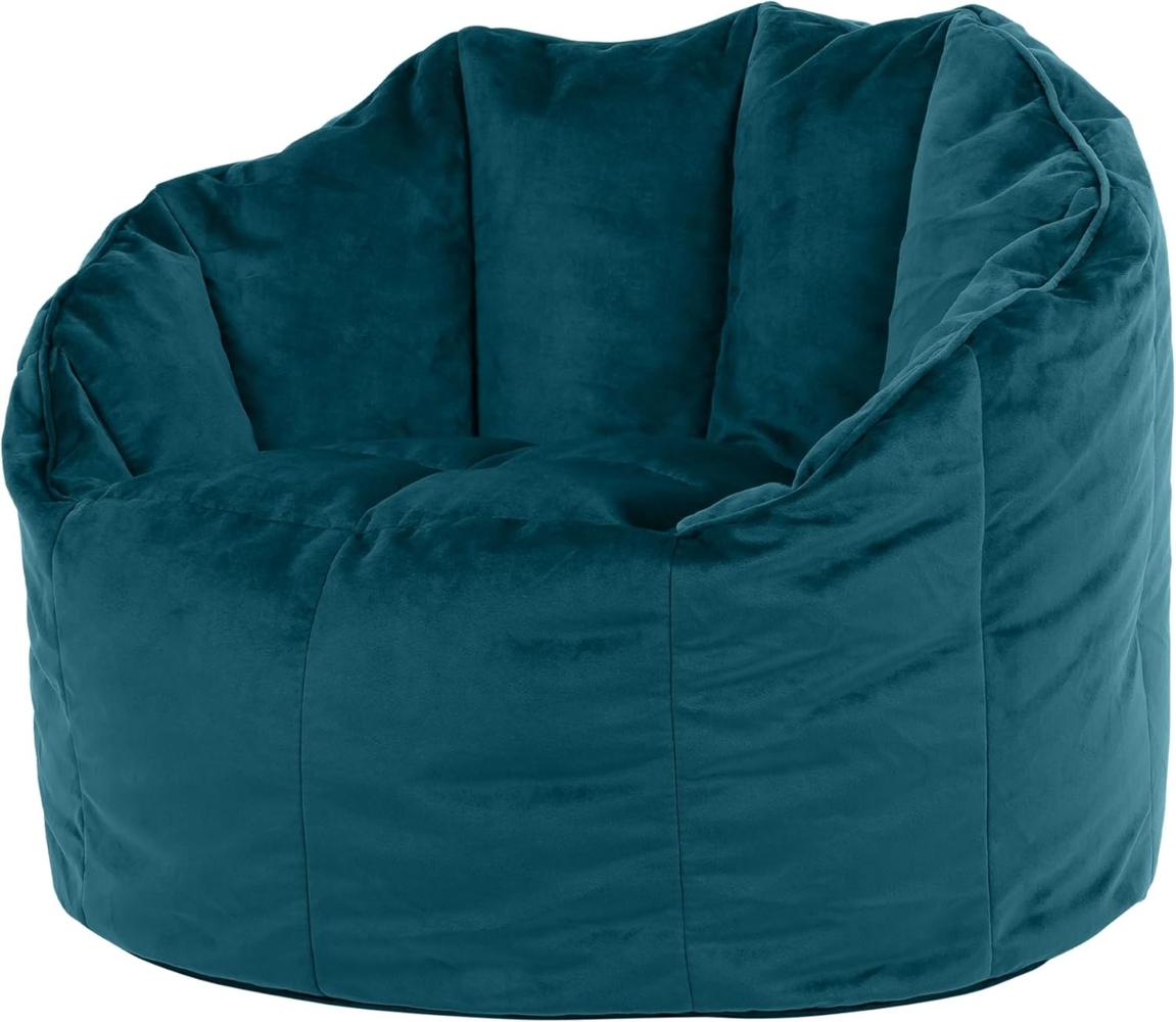 icon Sitzsack-Sessel „Sirena“, Blaugrün, Samt, Plüsch XL Sitzsack Erwachsene mit Füllung für das Wohnzimmer, Groß Indoor Sitzsäcke Bild 1