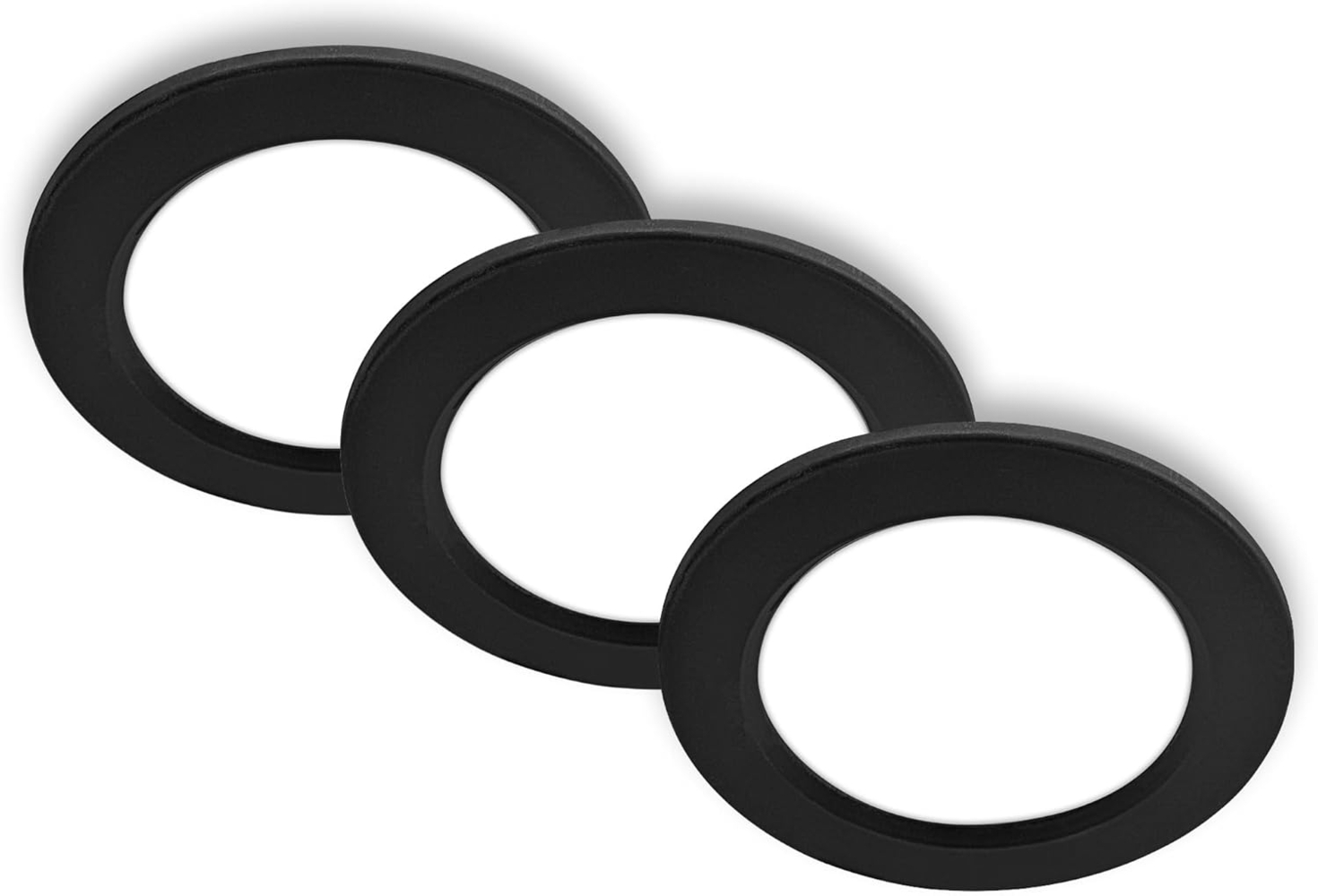 BRILONER - 3er Set LED Einbaustrahler 230V flach, neutralweißes Licht, je 6W 660lm, LED Spot, Deckenspots, Spots 230V, Einbauleuchten, Einbauspots, Deckenstrahler, 12 x 2,8 cm (DxH), Schwarz Bild 1