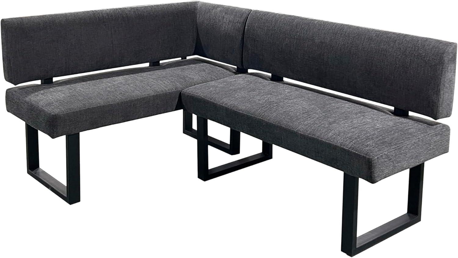 byLIVING Eckbank Vancouver/Webstoff anthrazit/Metall Gestell schwarz pulverbeschichtet/Taschenfederkern/Langer Schenkel rechts/Küchenbank/Sitzbank/ 125 x 181,5, H 86 cm Bild 1